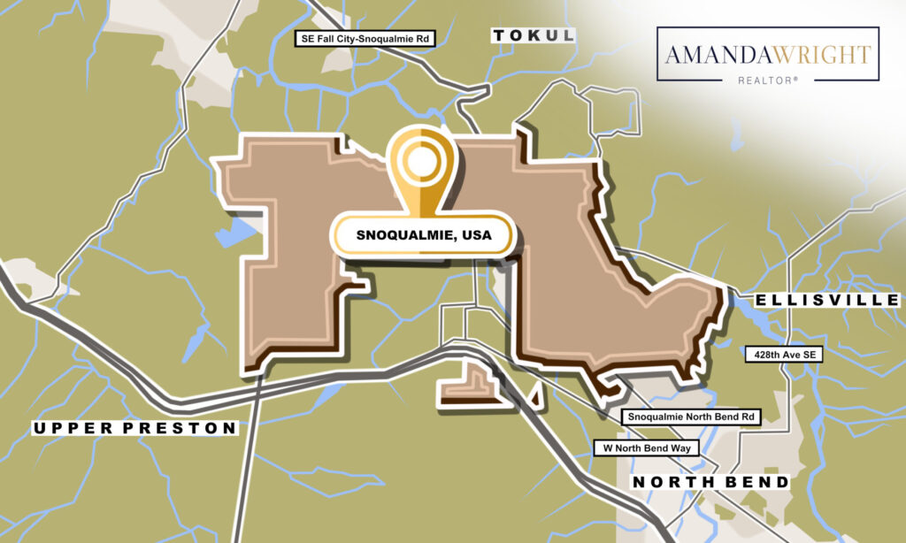 a drawn out map of Snoqualmie, WA