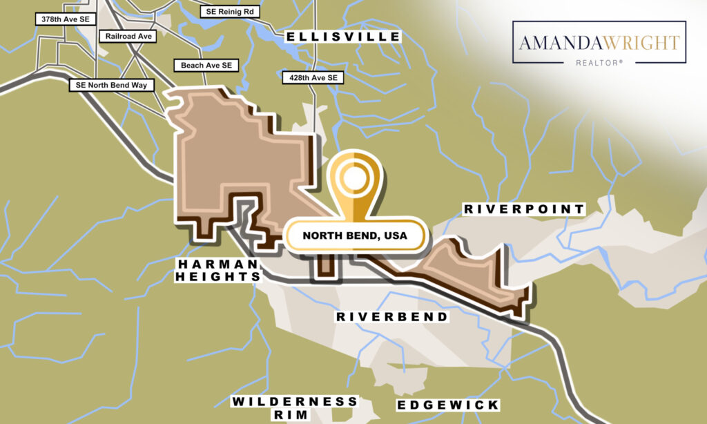 a drawn out map of North Bend, WA
