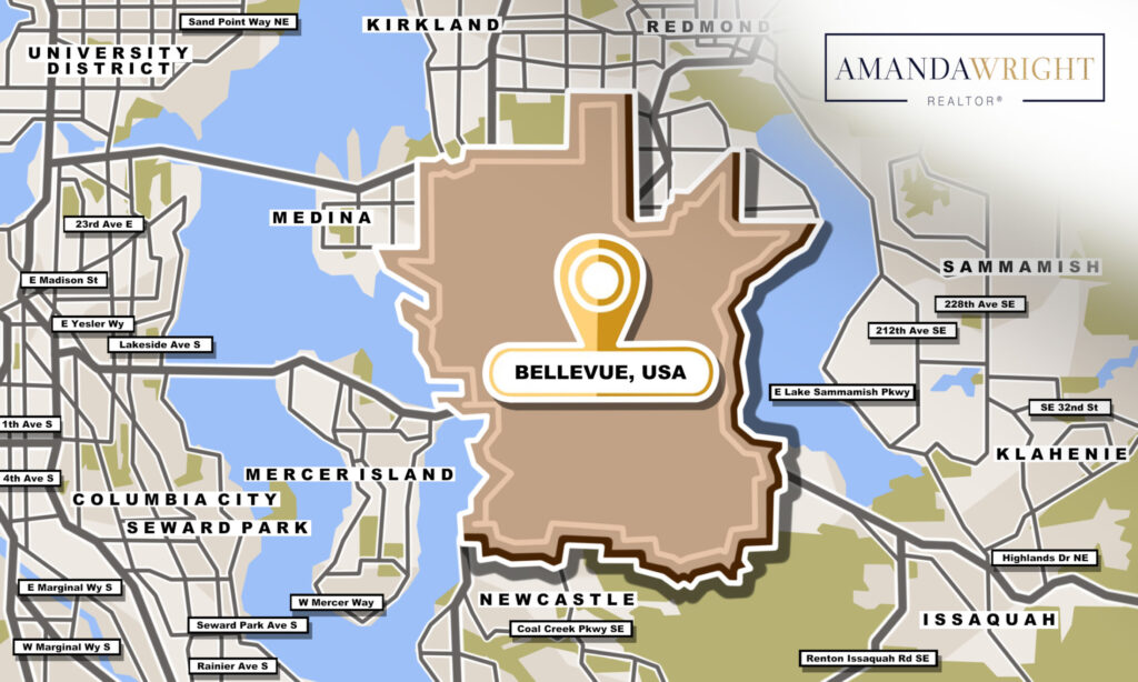 a drawn out map of Bellevue, WA