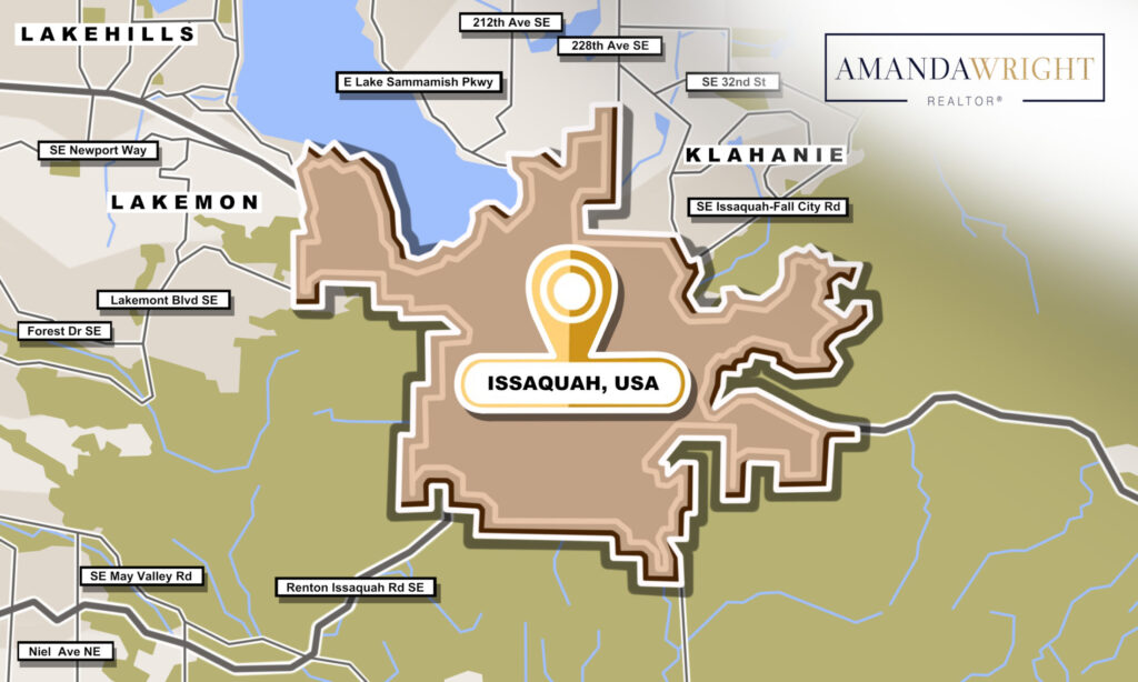 a drawn out map of Issaquah, WA